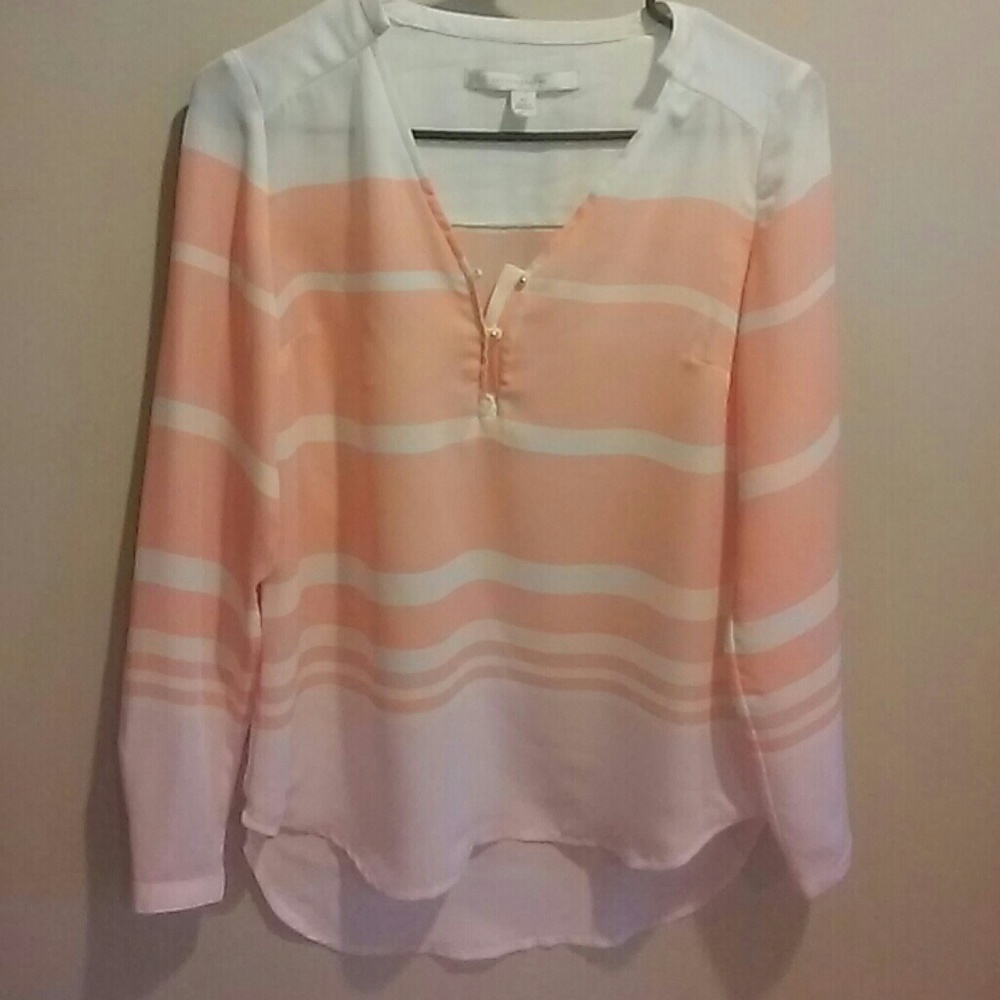 Summery  loose fit , peach tripped blouse